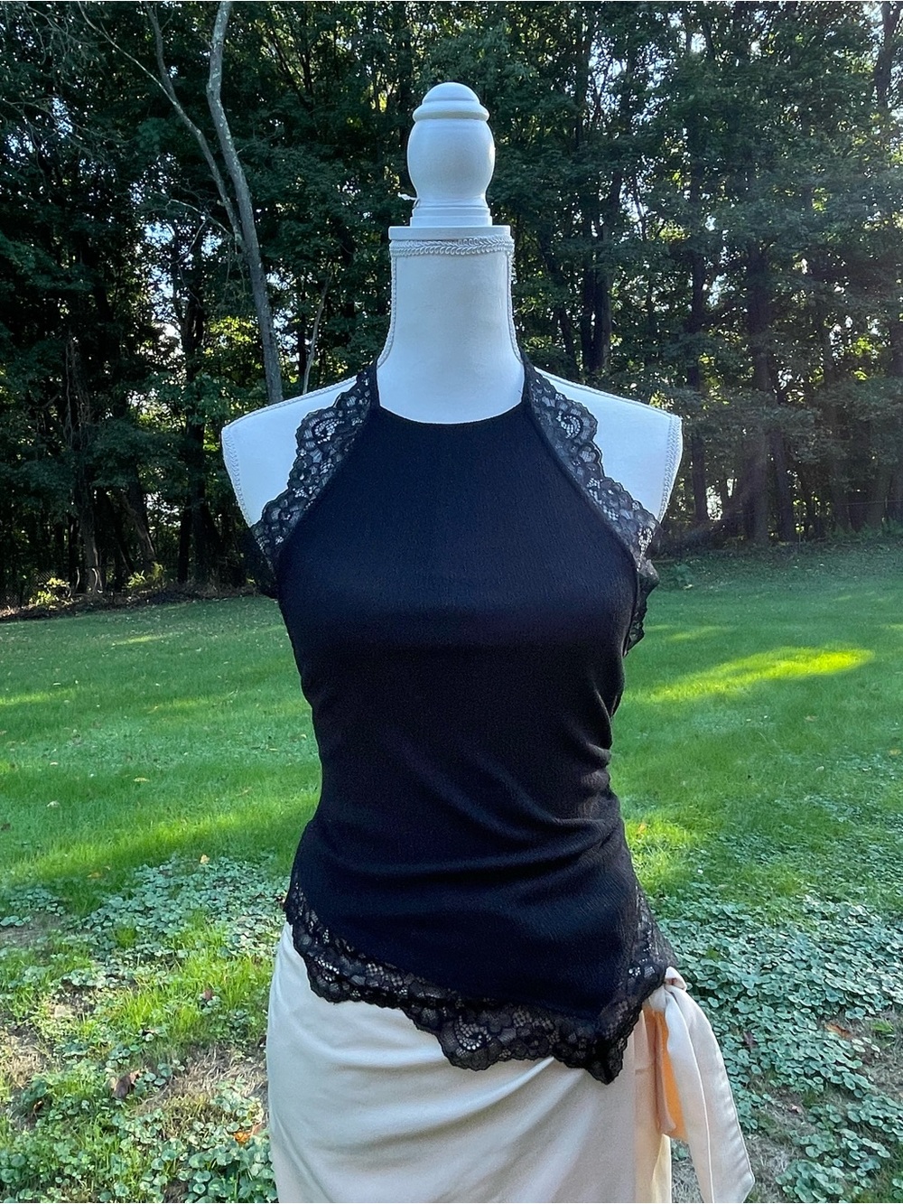 Zara Black Lace Halter Chemise Tank